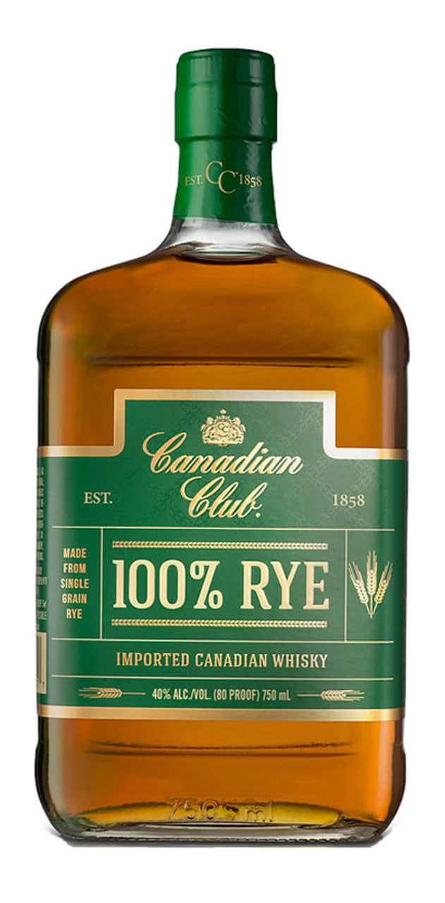 Canadian Club 100% Rye Single Grain Whiskey Older Style Bottling 750ml