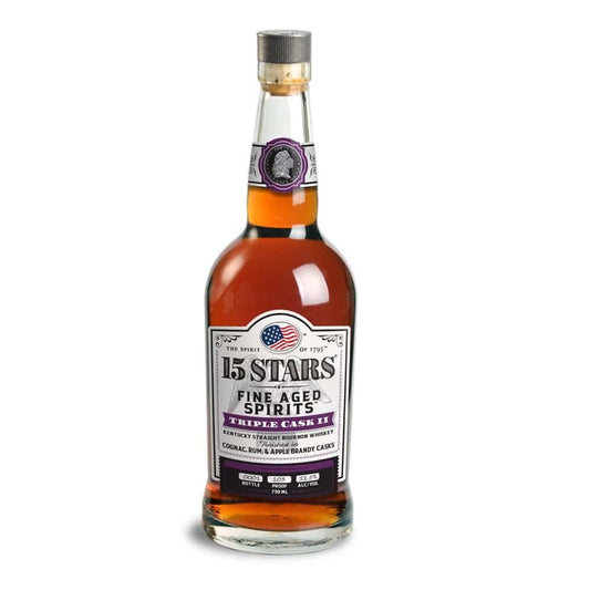 15 Stars Triple Cask II Finished In Cognac Rum & Apple Brandy Fine Aged Kentucky Straight Bourbon Whiskey 750ml