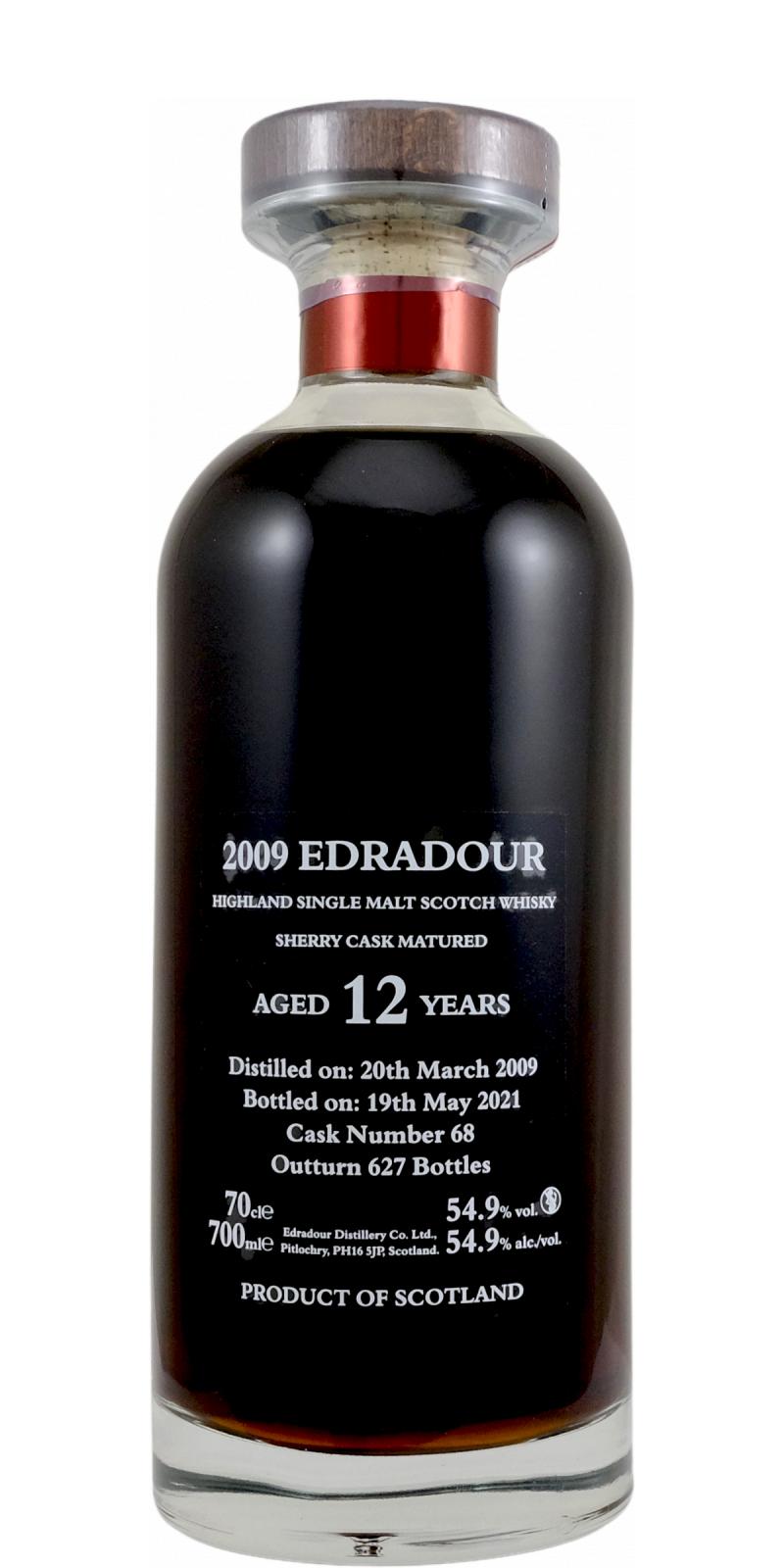 2009 Edradour Natural Cask Strength Single Malt Scotch Whisky 700ml