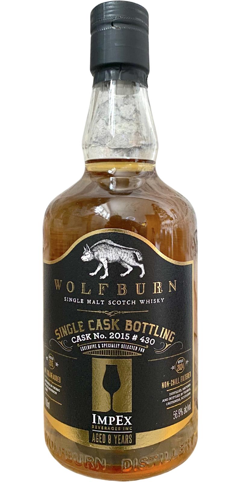 2015 Wolfburn Distillery Single Cask Bottling Cask 430 9 Year Old Matured In Ex-Bourbon Single Malt Scotch Whisky 700ml