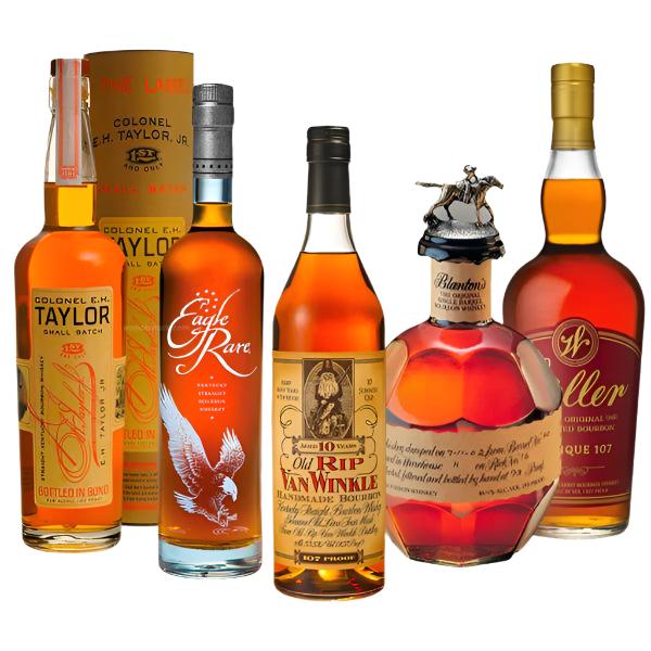 Blanton's Original, Eagle Rare 10 Year Old, W. L. Weller, Old Rip Van Winkle & Colonel E. H. Taylor 5-Pack Bundle 750ml