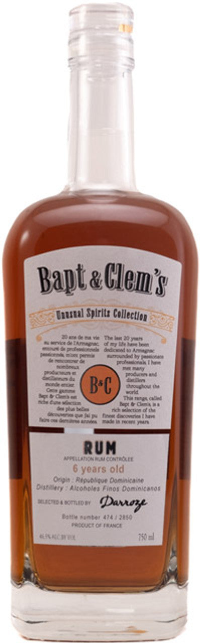 Bapt & Clem's by Darroze 6 Year Old Rum 750ml