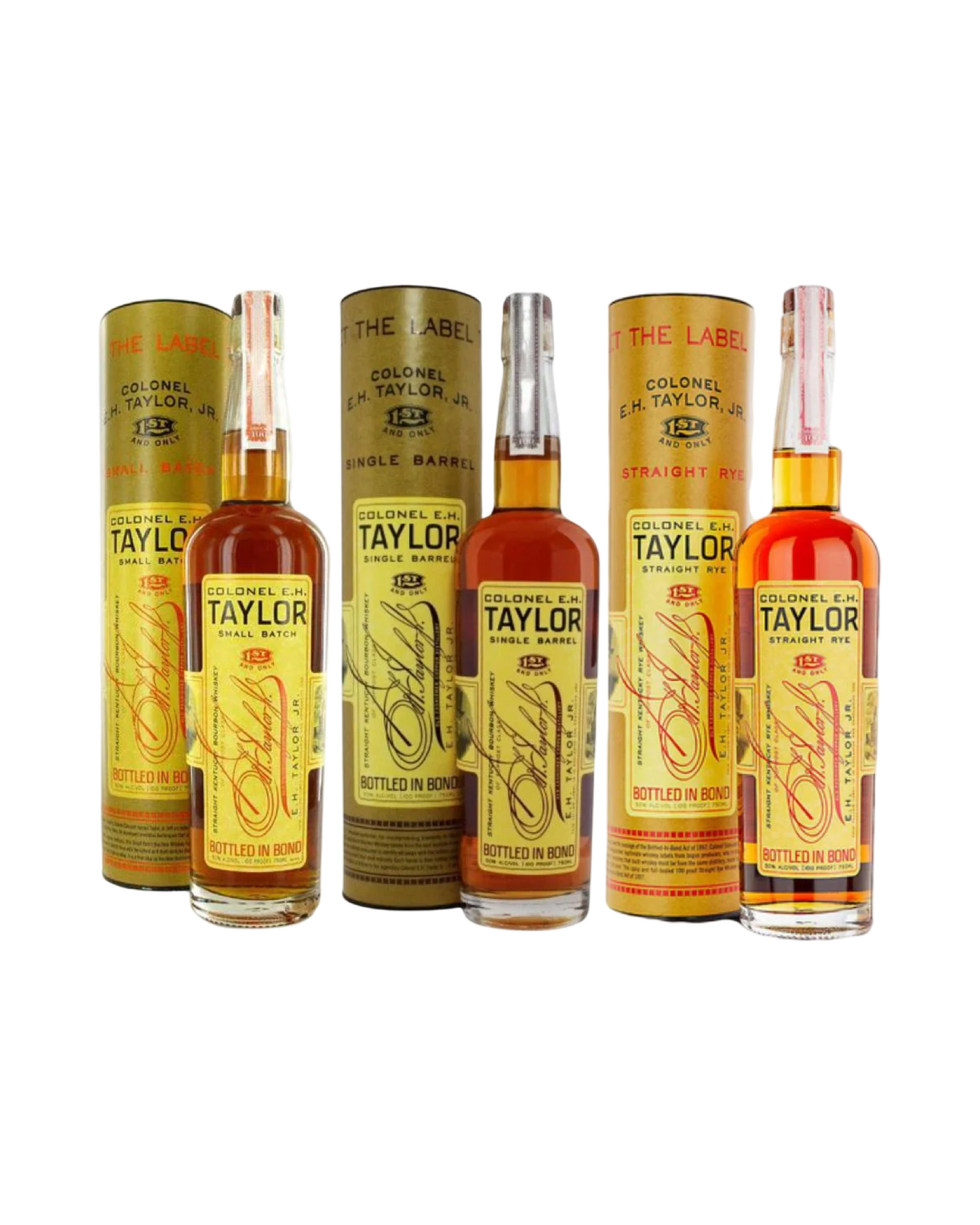 Colonel E.H. Taylor Small Batch Bourbon, Single Barrel Bourbon & Straight Rye Whiskey Bundle 3-Pack