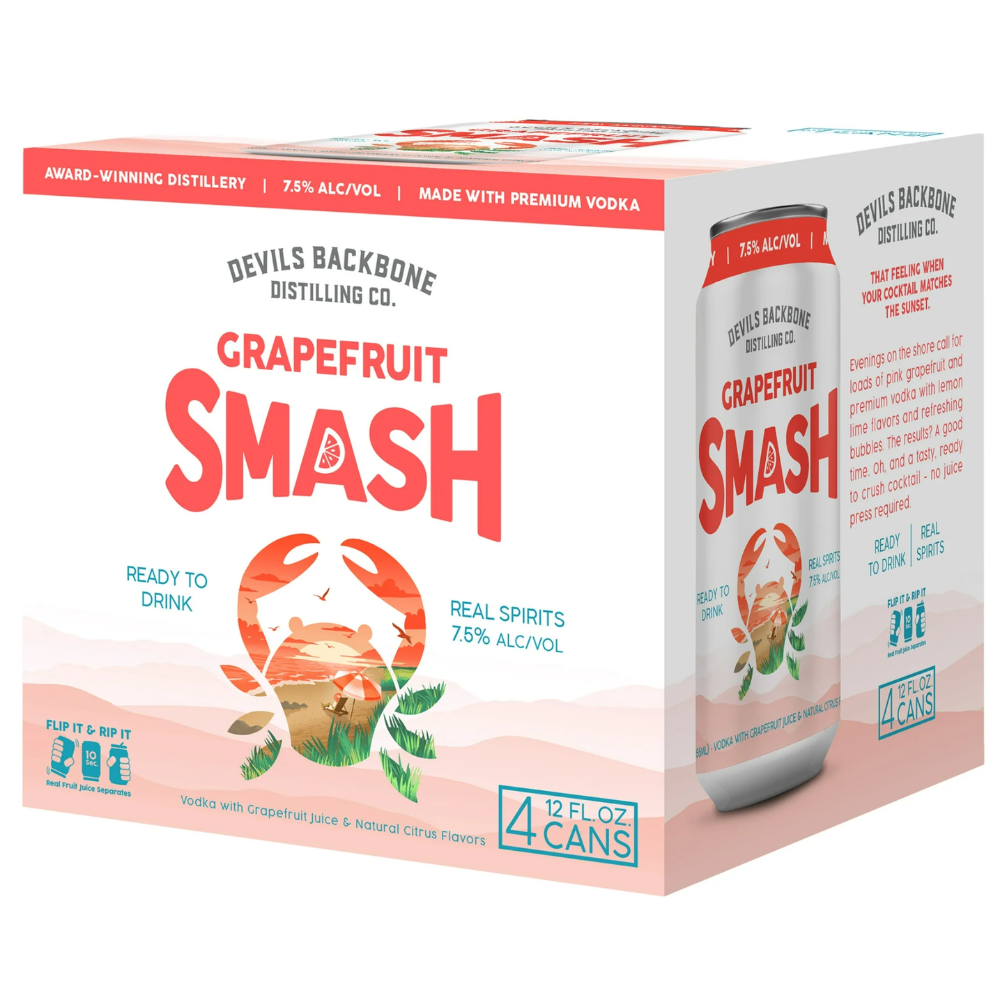 Devil's Backbone Brewing Grapefruit Smash Vodka Cocktail 12-Oz Can 4-Pack