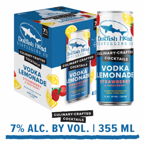 Dogfish Head Strawberry Honeyberry Vodka Lemonade Cocktail 355ml Cans 4-Pack