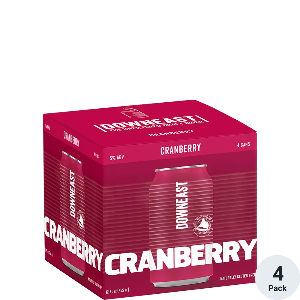 Downeast Unfiltered Cranberry Blend Cider 12-Oz Can 4-Pack