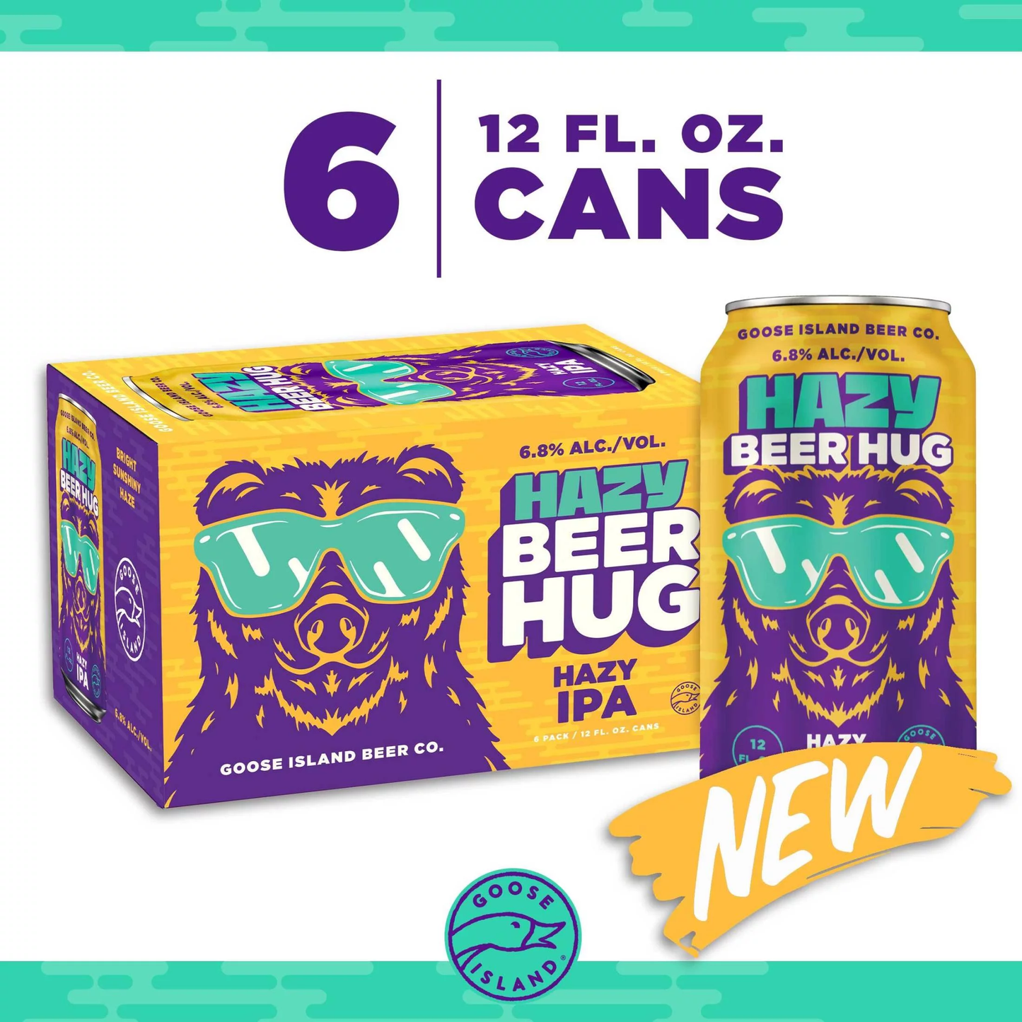 Goose Island Hazy Beer Hug Hazy India Pele Ale Beer 12-Oz Can 6-Pack