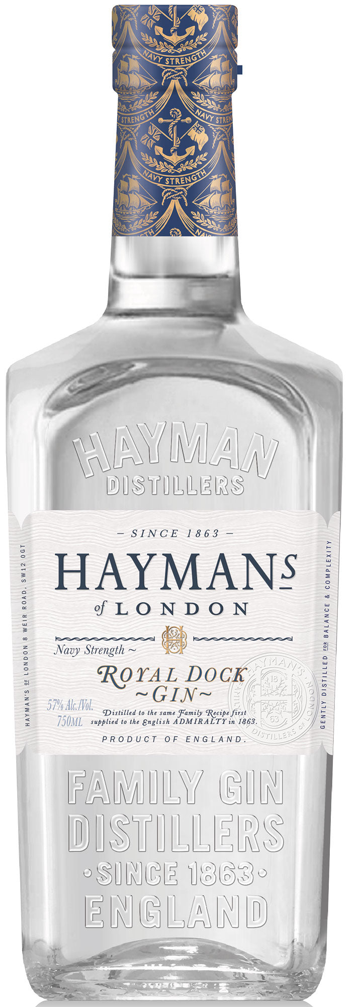 Hayman's Royal Dock of Deptford Navy Strength Gin 750ml