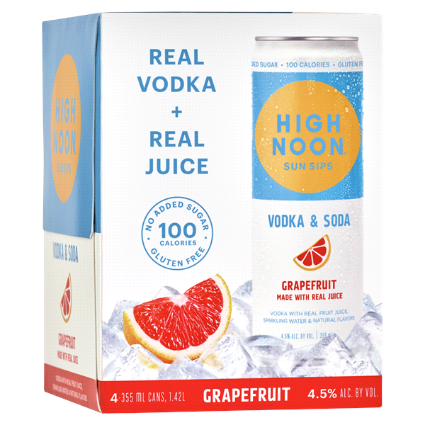 High Noon Sun Sips Grapefruit Vodka & Soda 355ml Can 4-Pack