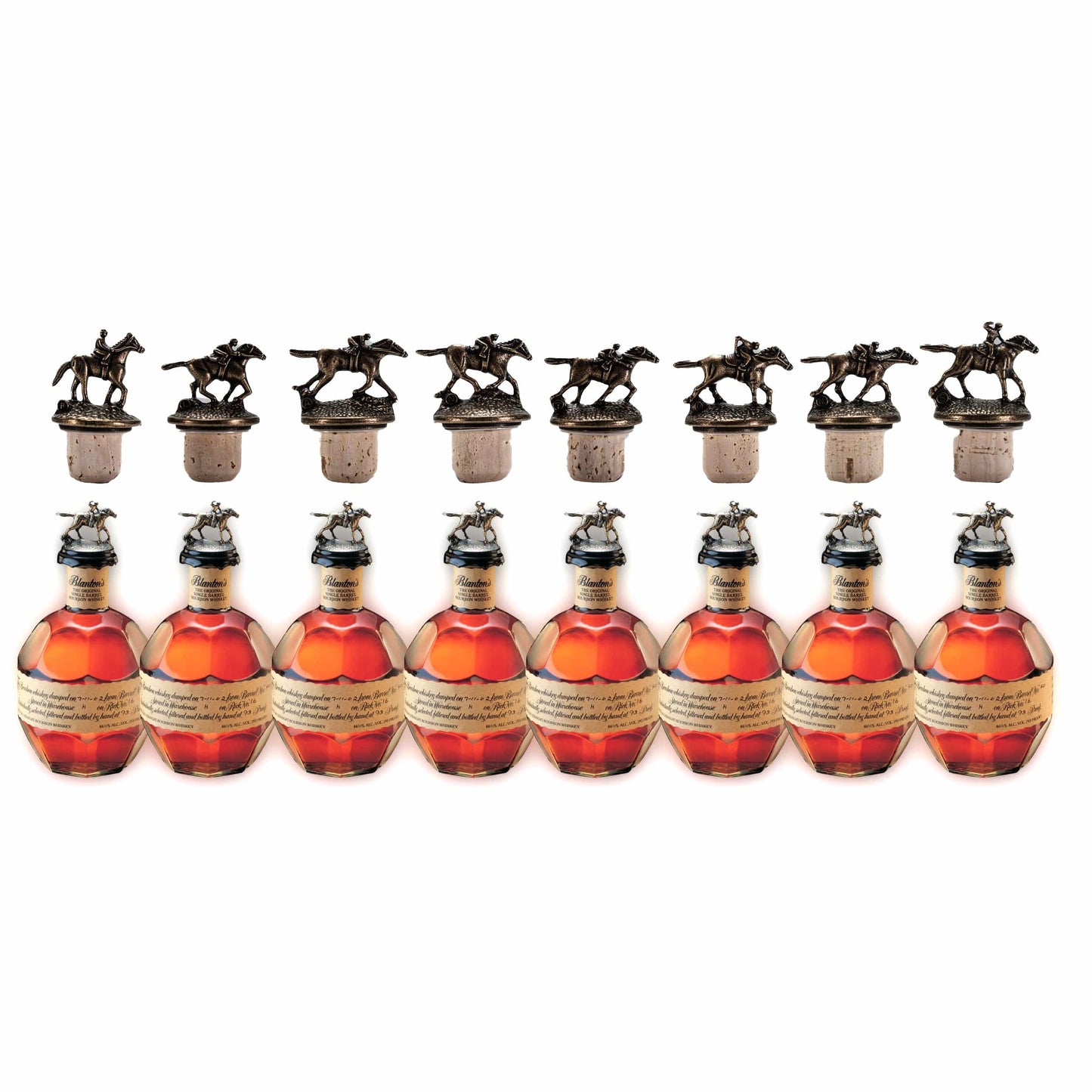 Blanton's Original Single Barrel Bourbon Whiskey Complete Horse Set Bundle 375ml 8-Pack