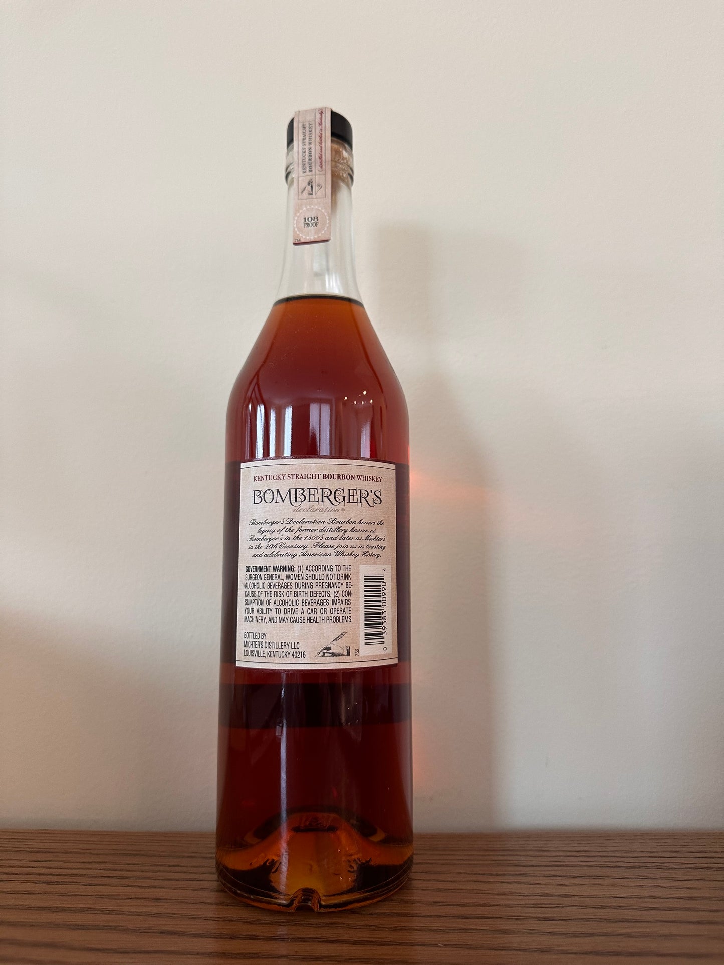 2016 Bomberger's Declaration Bourbon 108 Proof 750ml