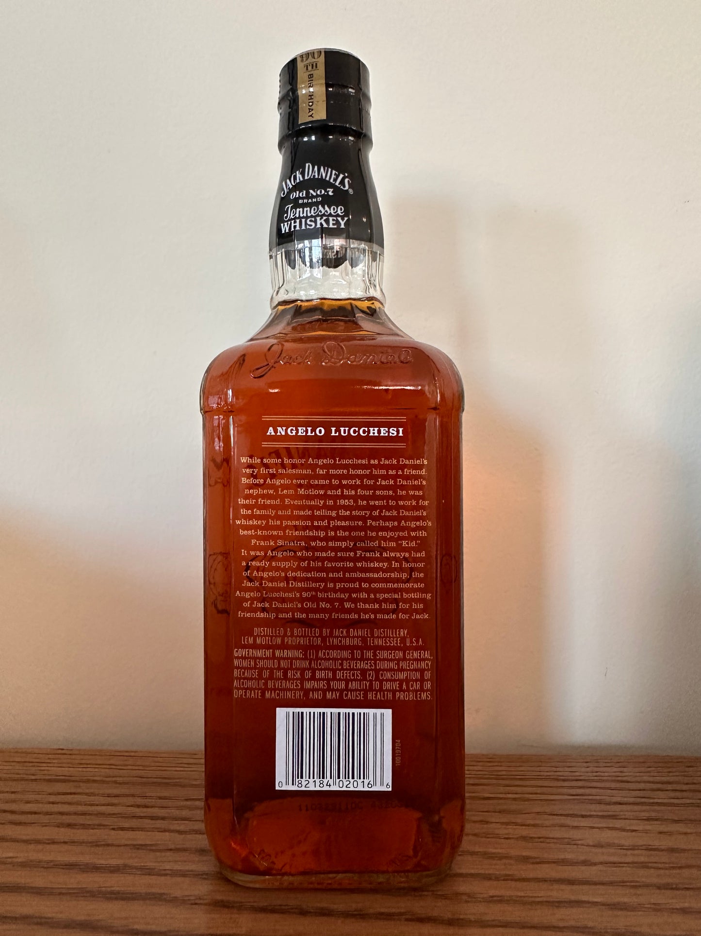 Jack Daniel's Old No. 7 Brand Angelo Lucchesi Ninetieth Birthday Tennessee Whiskey 750ml