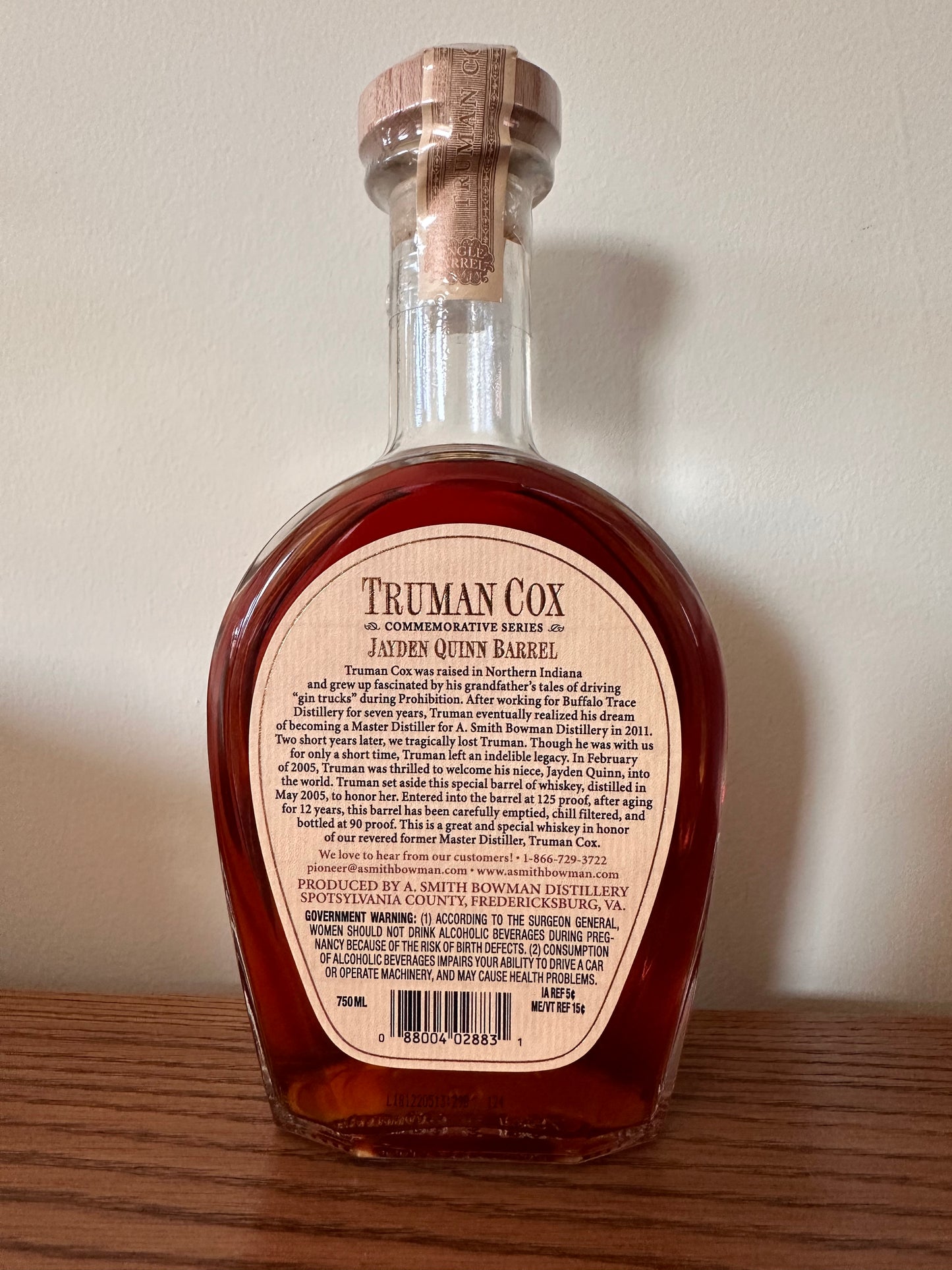 2018 Truman Cox Commemorative Series: Jayden Quinn Barrel Whiskey 750ml