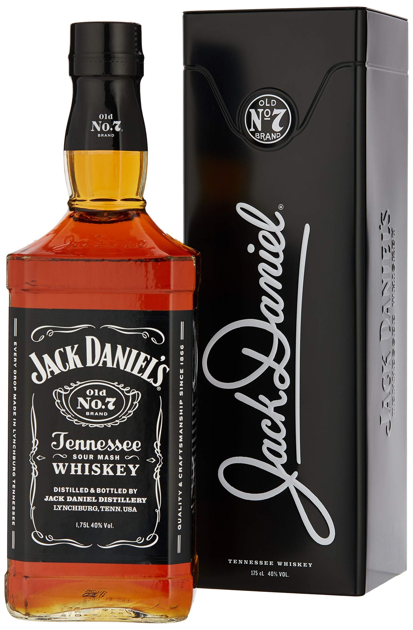 Jack Daniels Old No 7 Whiskey Tin Black Box Limited Edition Whiskey 1.75Lt