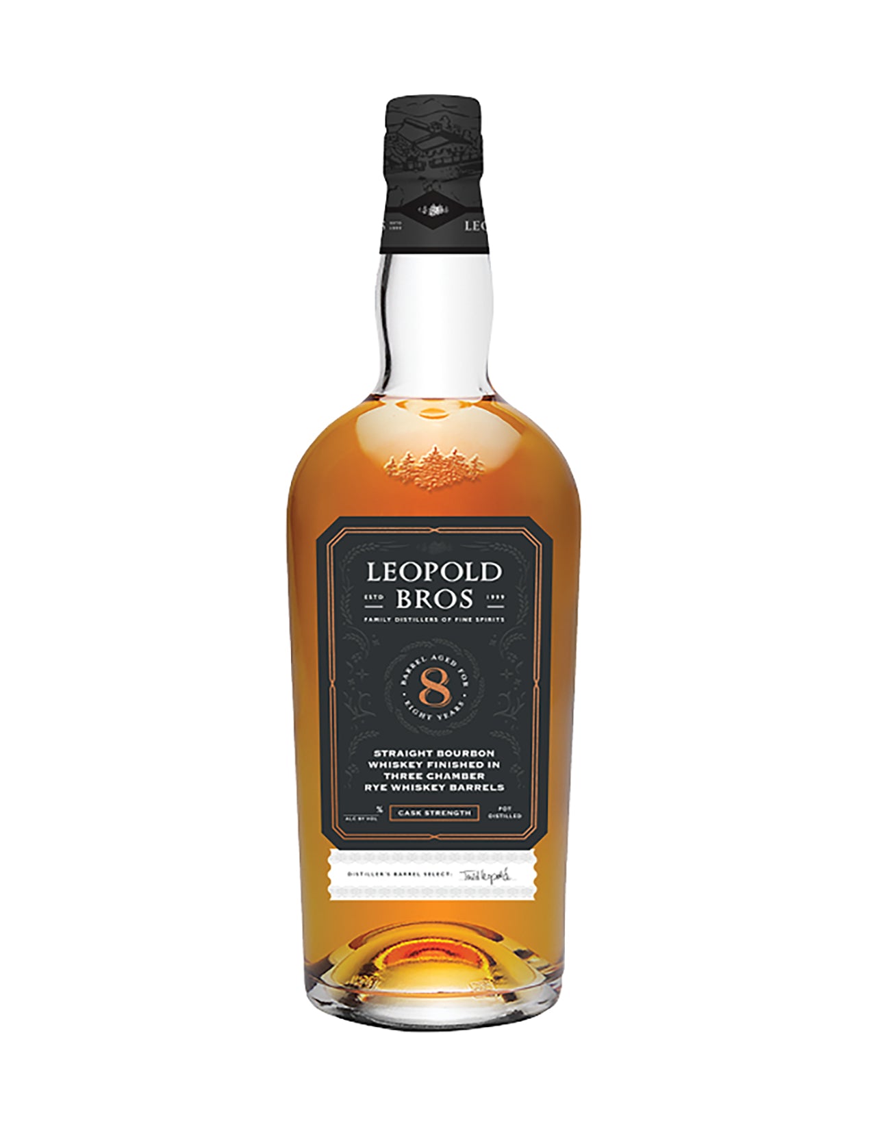 Leopold Bros. Three Chamber Rye Cask Finish Cask Strength 8 Year Old Straight Bourbon Whiskey 750ml