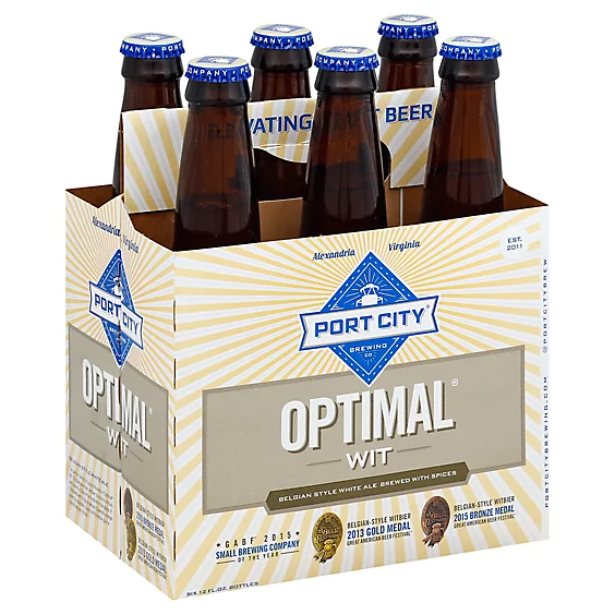 Port City Optimal Wit Belgian Style White Ale Beer 12-Oz Bottle 6-Pack