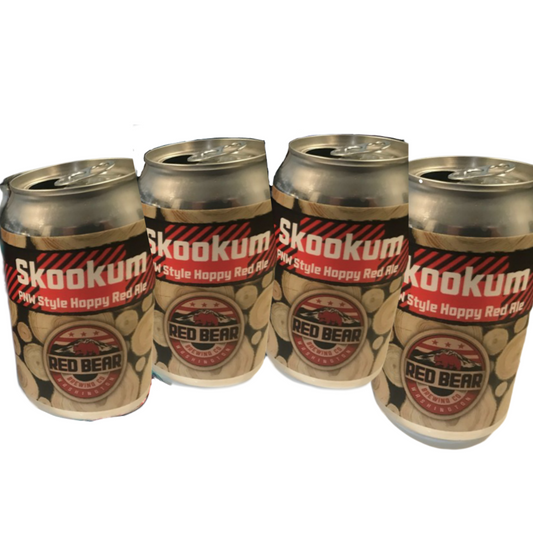 Red Bear Brewing Skookum PNW Style Hoppy Red Ale Beer 16-Oz Can 4-Pack