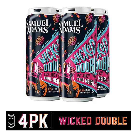 Samuel Adams Wicked Double New England India Pale Ale Beer 16-Oz Can 4-Pack