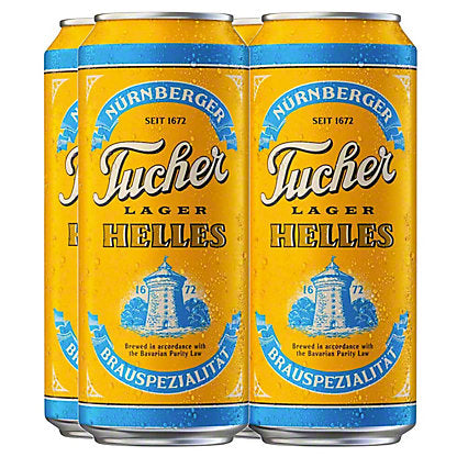 Tucher Helles Lager Beer Can 16.09-Oz Can 4-Pack