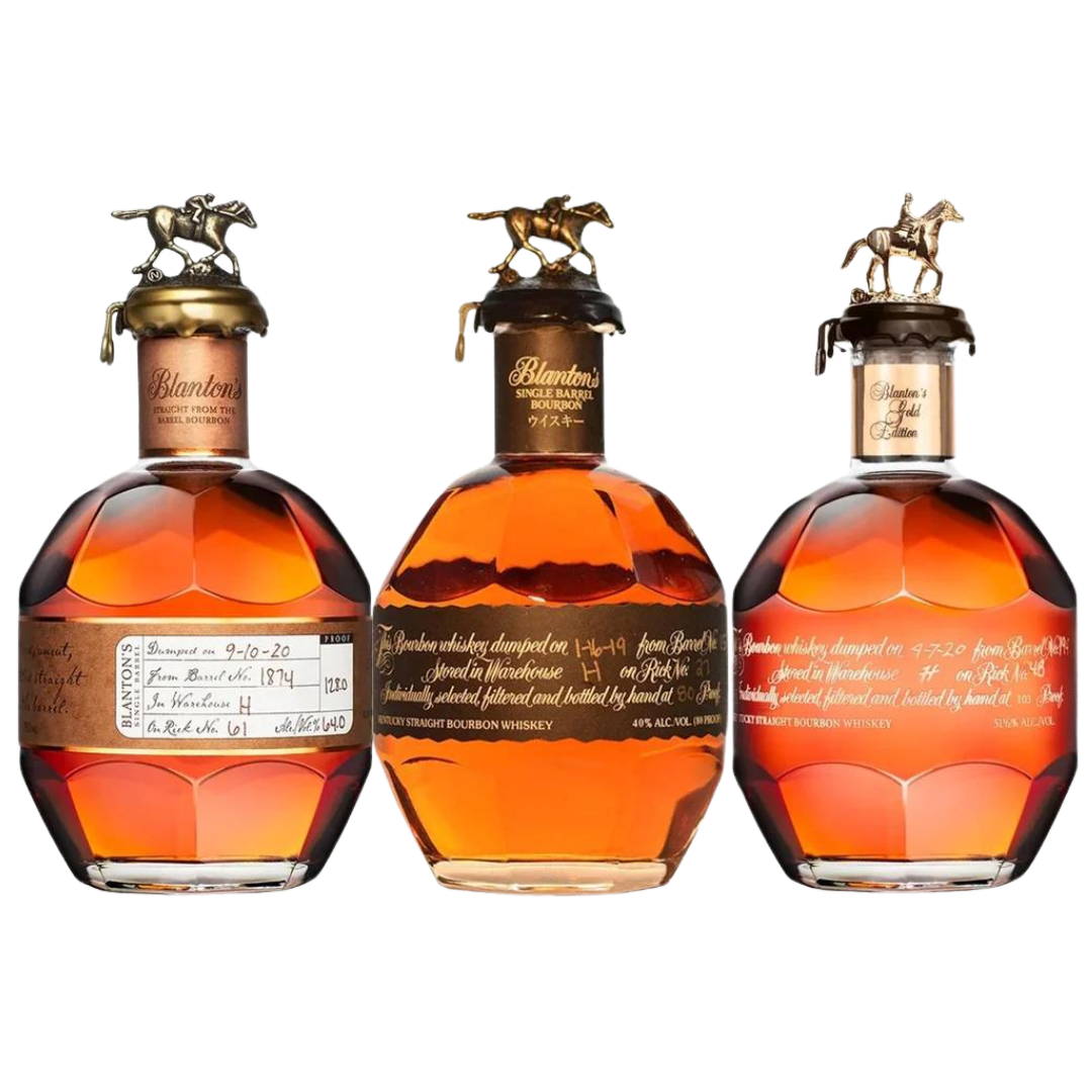 Blanton's Straight from the Barrel, Black Label and Gold Edition 750ml Bundle 3-Pack