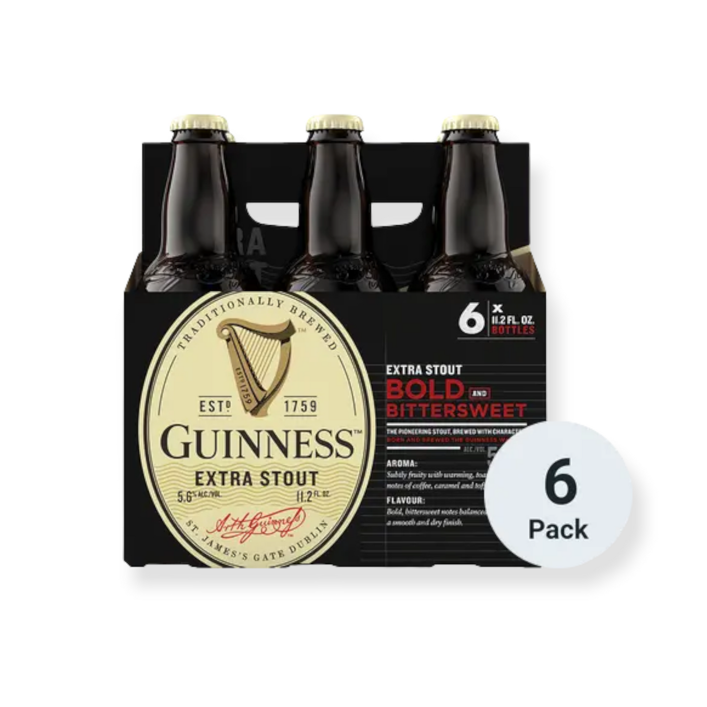 Guinness Extra Stout Beer 11.2-Oz Bottle 6-Pack