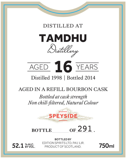 The First Editions Tamdhu 16 Year Old Single Malt Scotch Whisky 750ml