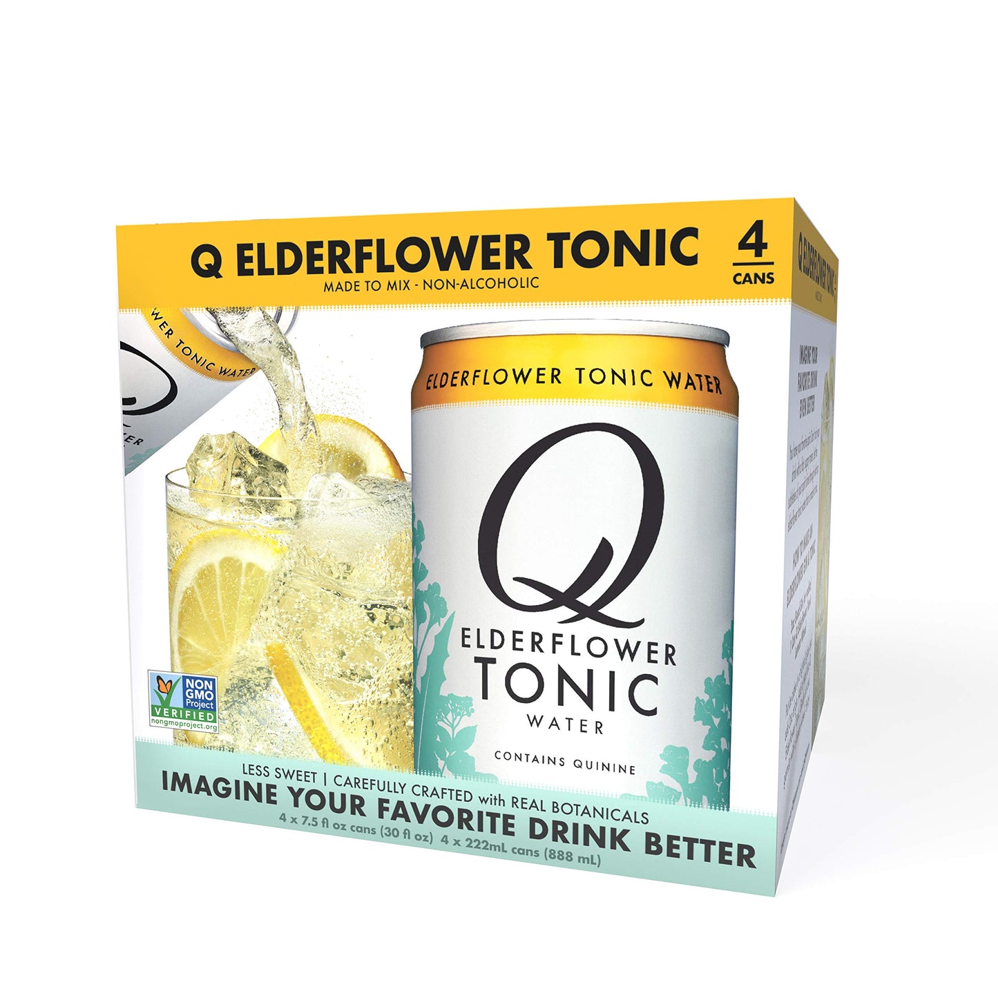 Q Elderflower Tonic Water Mixer 7.5Oz Can 4-Pack