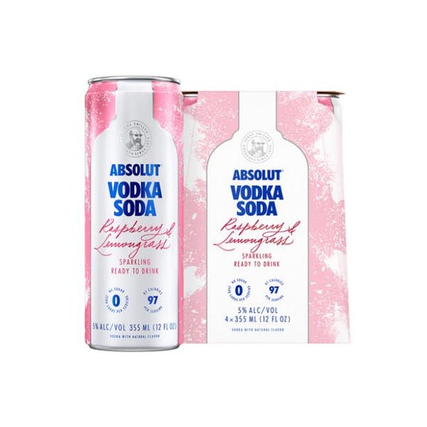 ABSOLUT VODKA SODA RASPBERRY& LEMONGRASS 4 PACK CANS