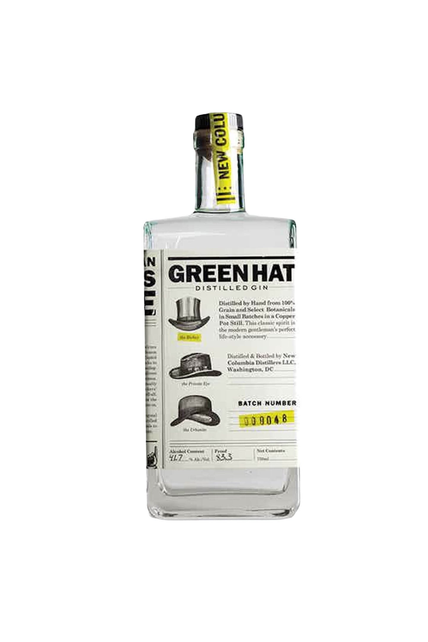 GREEN HAT DISTILLED GIN- WASHINGTON DC 750 ML