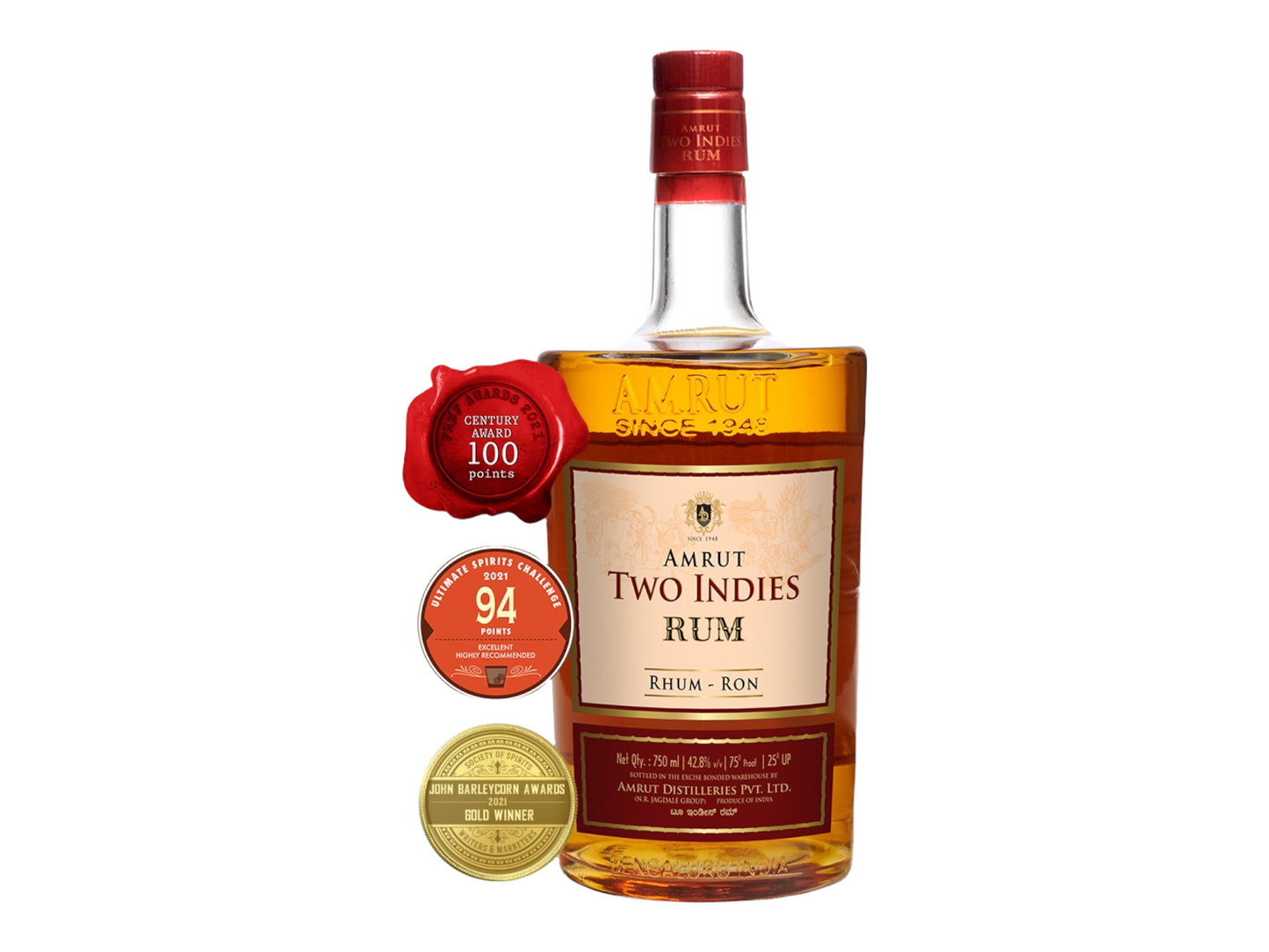 AMRUT TWO INDIES RUM 750 ML