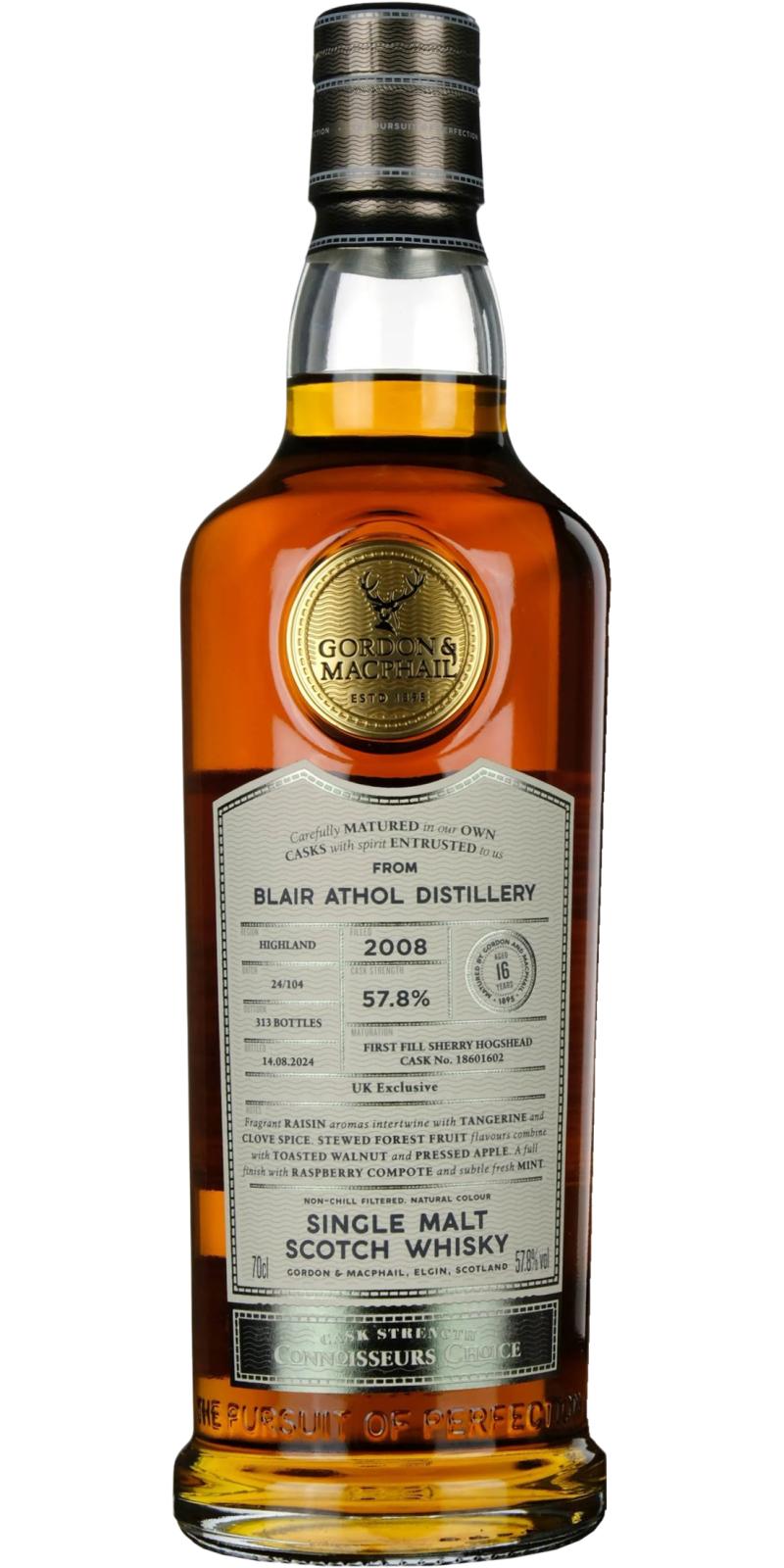 2008 The Single Malts of Scotland 16 Year Old Blair Athol Cask Ref. 700071 Highland Single Malt Scotch Whisky 700ml