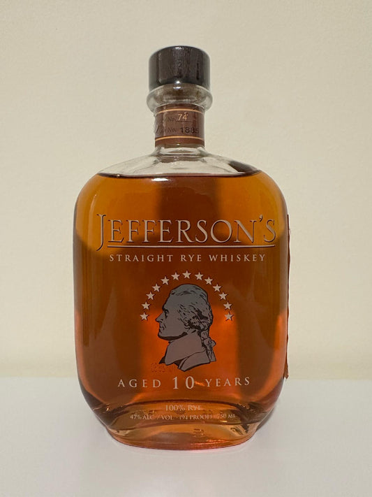 2013 Jefferson's 10 Year Old Straight Rye Whiskey 750ml