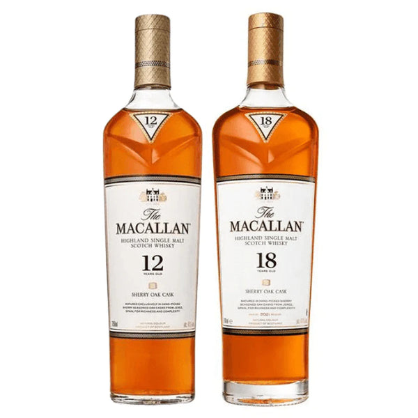 Macallan 12 Year & 18 Year Sherry Oak Cask Bundle 2-Pack – Liquor