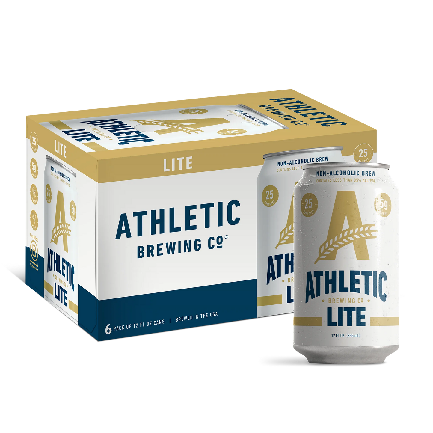 Athletic Brewing Lite Non-Alcoholic Beer 12-Oz Can 6-Pack