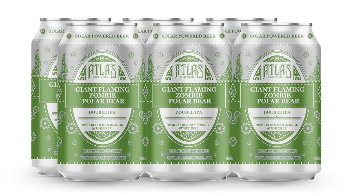 Atlas Brew Works Giant Flaming Zombie Polar Bear Double IPA Beer 6-Pack