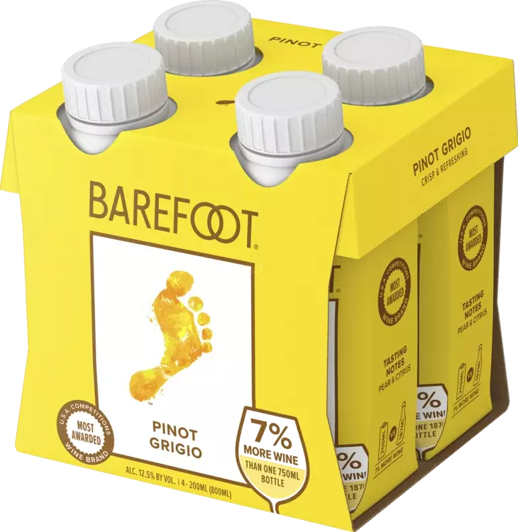 Barefoot Pinot Grigio 200ml Bottle 4-Pack