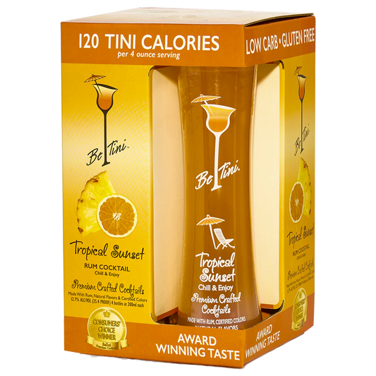Be Tini Tropical Sunset Rum Cocktail 200ml Bottle 4-Pack