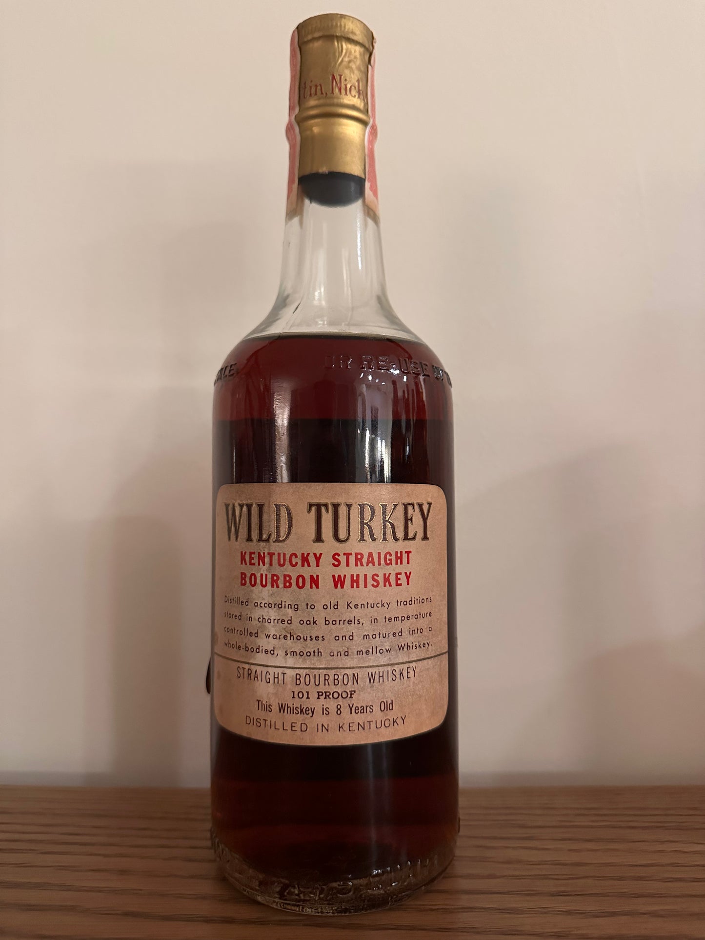 1963 Wild Turkey 8 Year 101 Proof "New York, NY" Austin Nichols 4/5 Quart