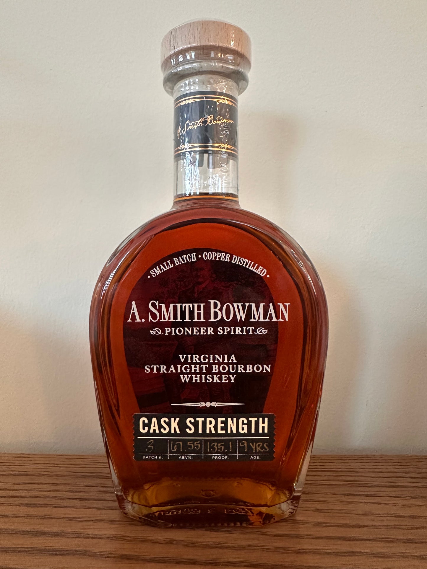A. Smith Bowman Cask Strength Bourbon Batch #3 135.1 Proof 750ml