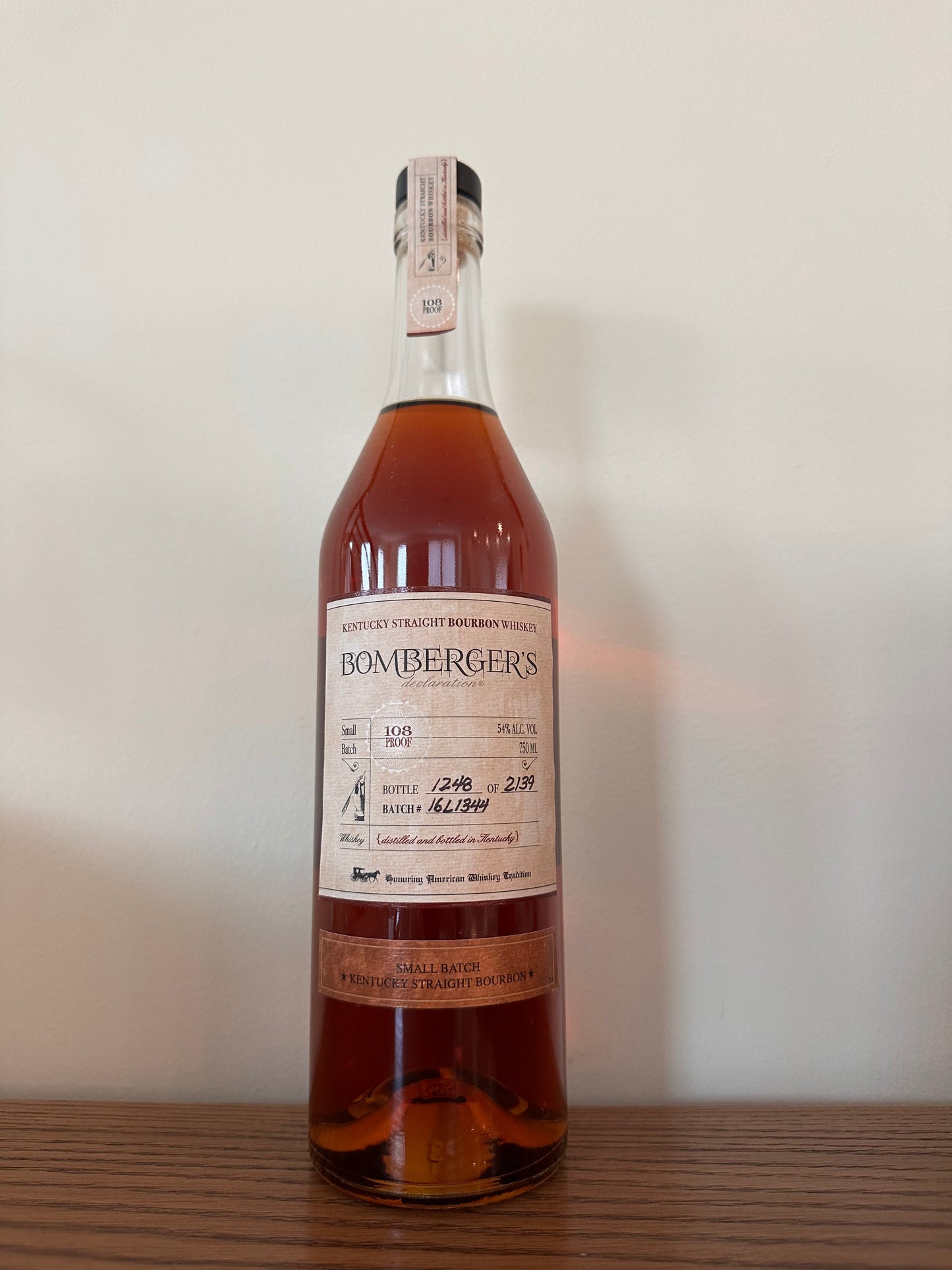 2016 Bomberger's Declaration Bourbon 108 Proof 750ml