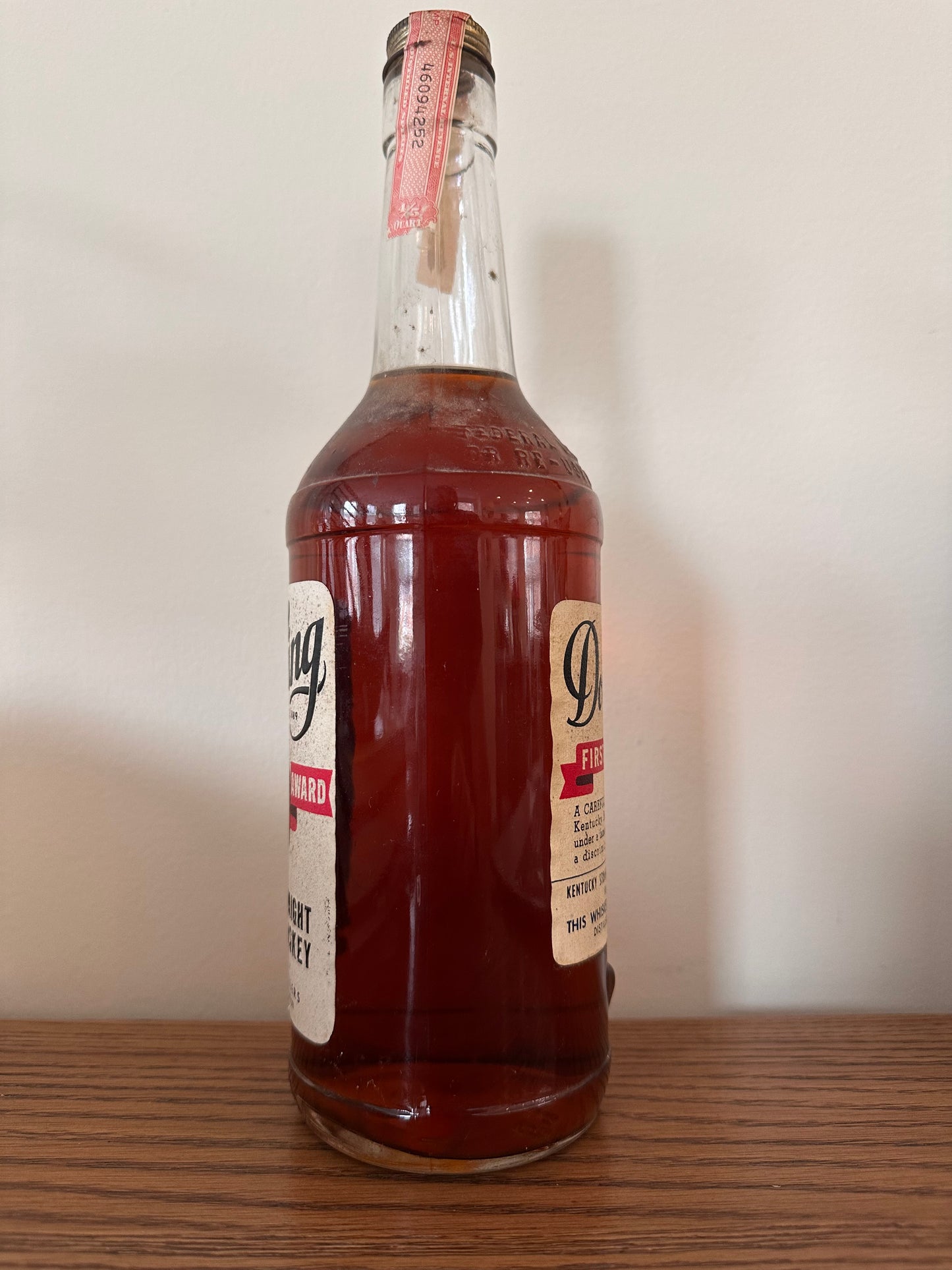 1959 Dowling Kentucky Straight Bourbon Whiskey 8 Year 4/5 Quart