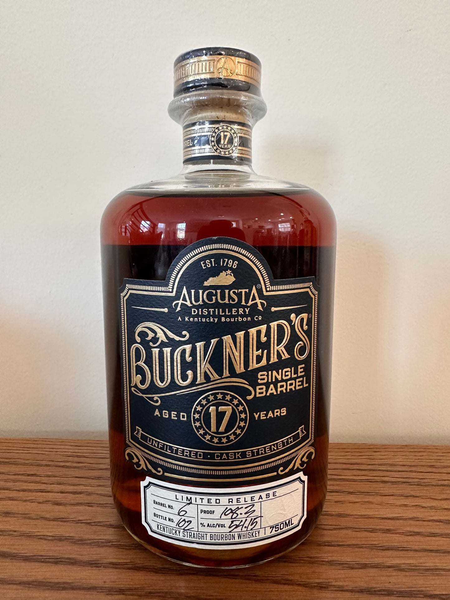 2024 Augusta Buckner's Single Barrel 17 Year Old Straight Bourbon Whiskey 750ml