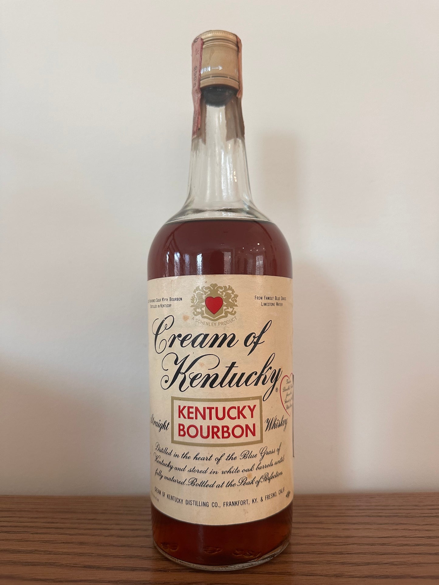 1968 Cream Of Kentucky Straight Bourbon Whiskey 4/5 Quart