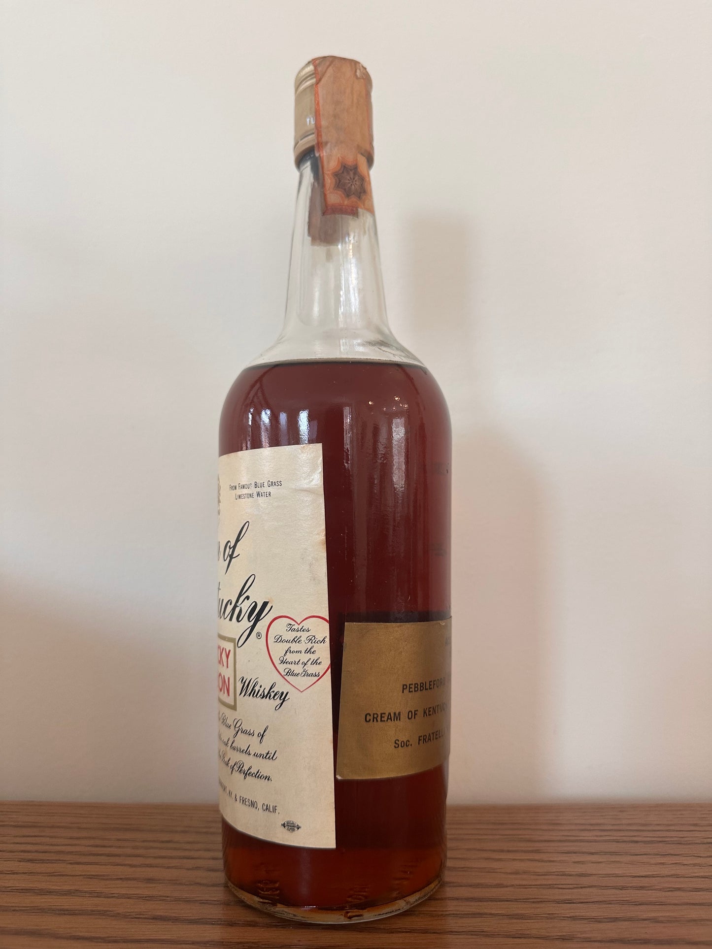 1968 Cream Of Kentucky Straight Bourbon Whiskey 4/5 Quart