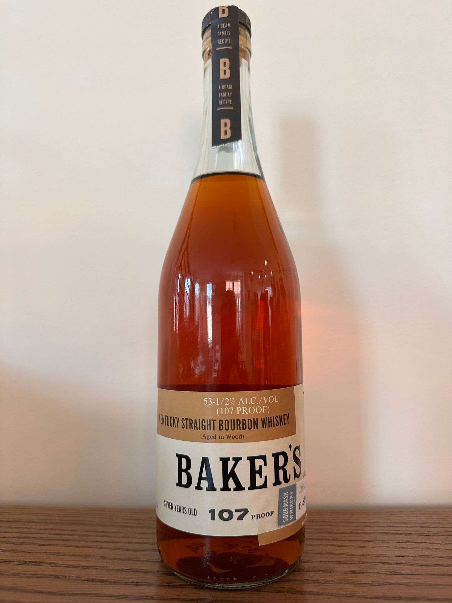 Baker's 7 Year Old 107 Proof Batch B-85-001 Small Batch Kentucky Straight Bourbon Whiskey 750ml