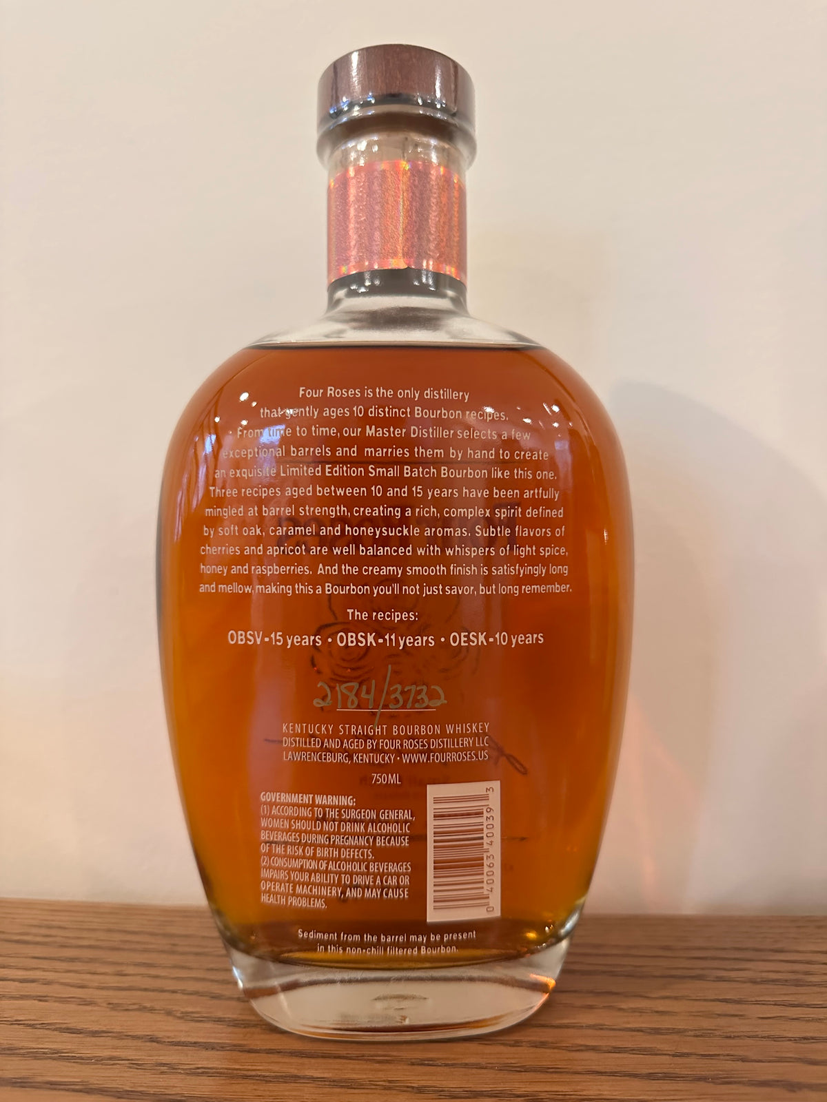 2010 Four Roses Limited Edition Small Batch Barrel Strength Kentucky Straight Bourbon Whiskey 750ml