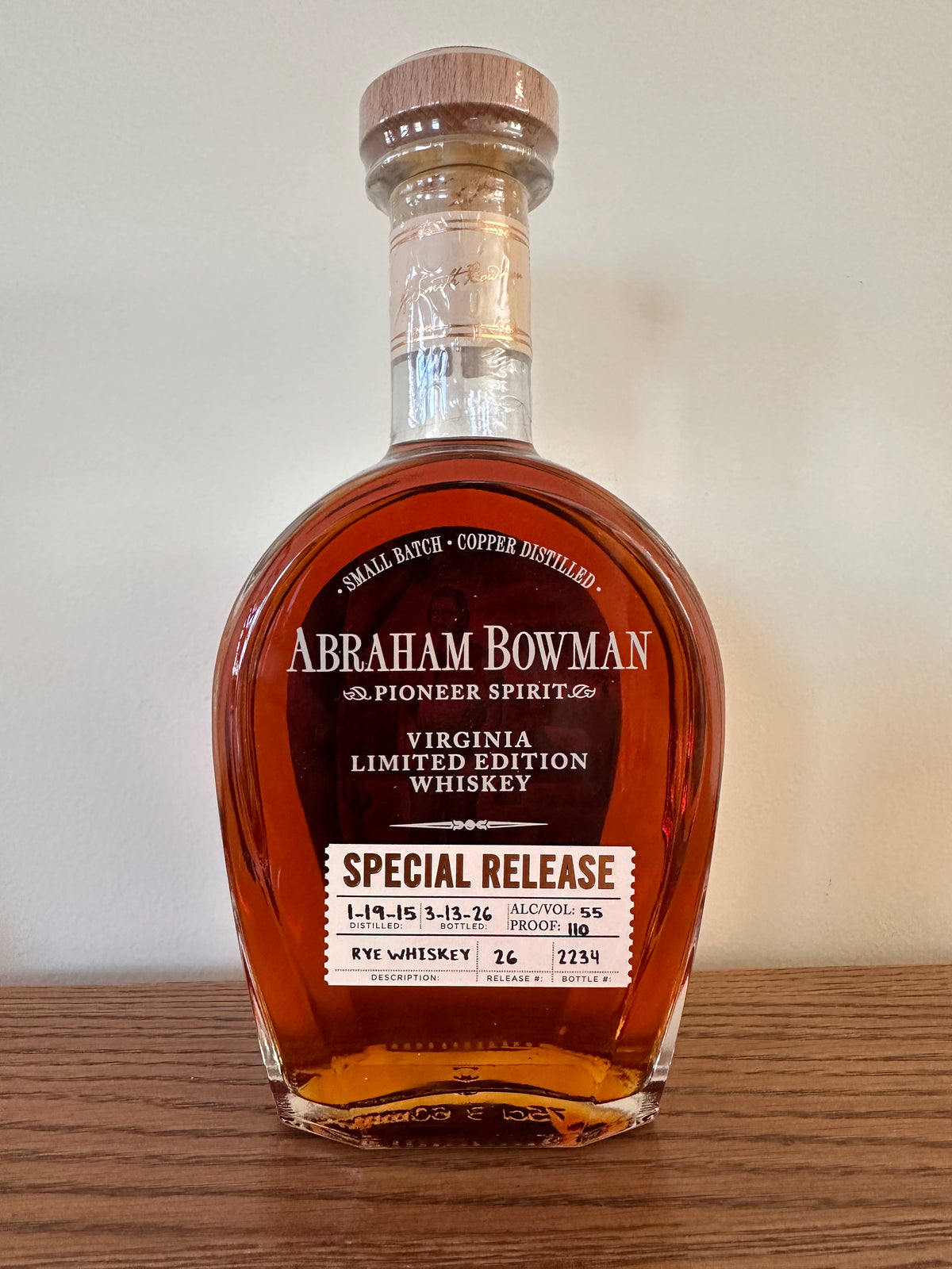 2026 Abraham Bowman Rye Whiskey Release #26 750ml