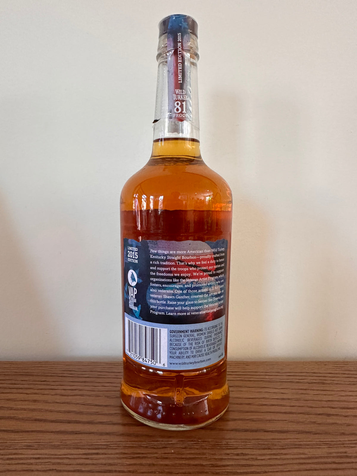 2015 Wild Turkey 81 Veteran Artist Program Edition Kentucky Straight Bourbon Whiskey 750ml