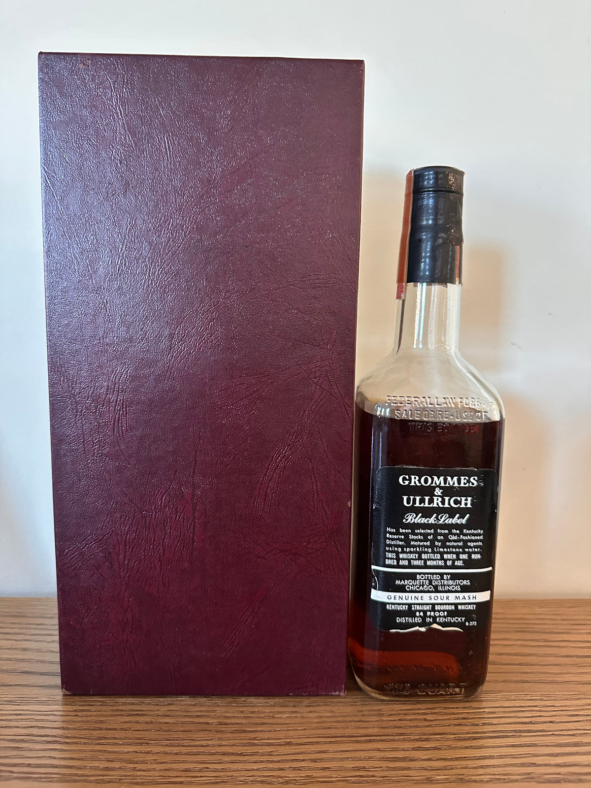 Grommes & Ullrich Black Label Bourbon Distilled in 1942 103 Months