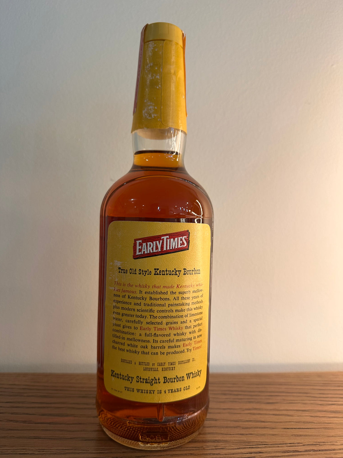 1961-1977 Early Times 4 Year Kentucky Straight Bourbon Whiskey 4/5 Quart